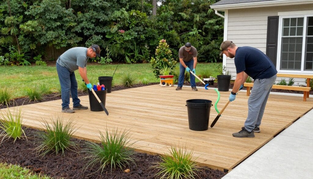 Aragon Landscaping LLC team working on outdoor living project in White GA Aragon Landscaping LLC team working on outdoor living project in White GA