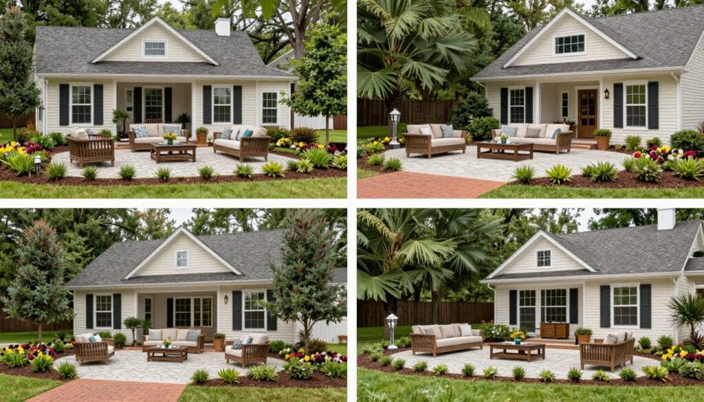 Four-season outdoor living space in White GA showing year-round plantings Four-season outdoor living space in White GA showing year-round plantings