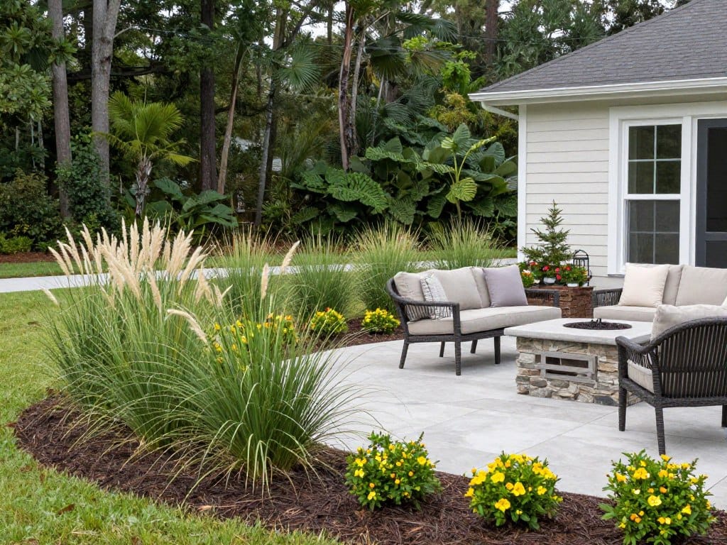 Integrated landscaping with plants and outdoor living features in White GA Integrated landscaping with plants and outdoor living features in White GA