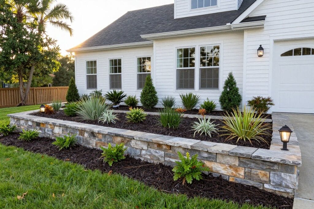 Landscape design and installation project showing various outdoor features in White GA