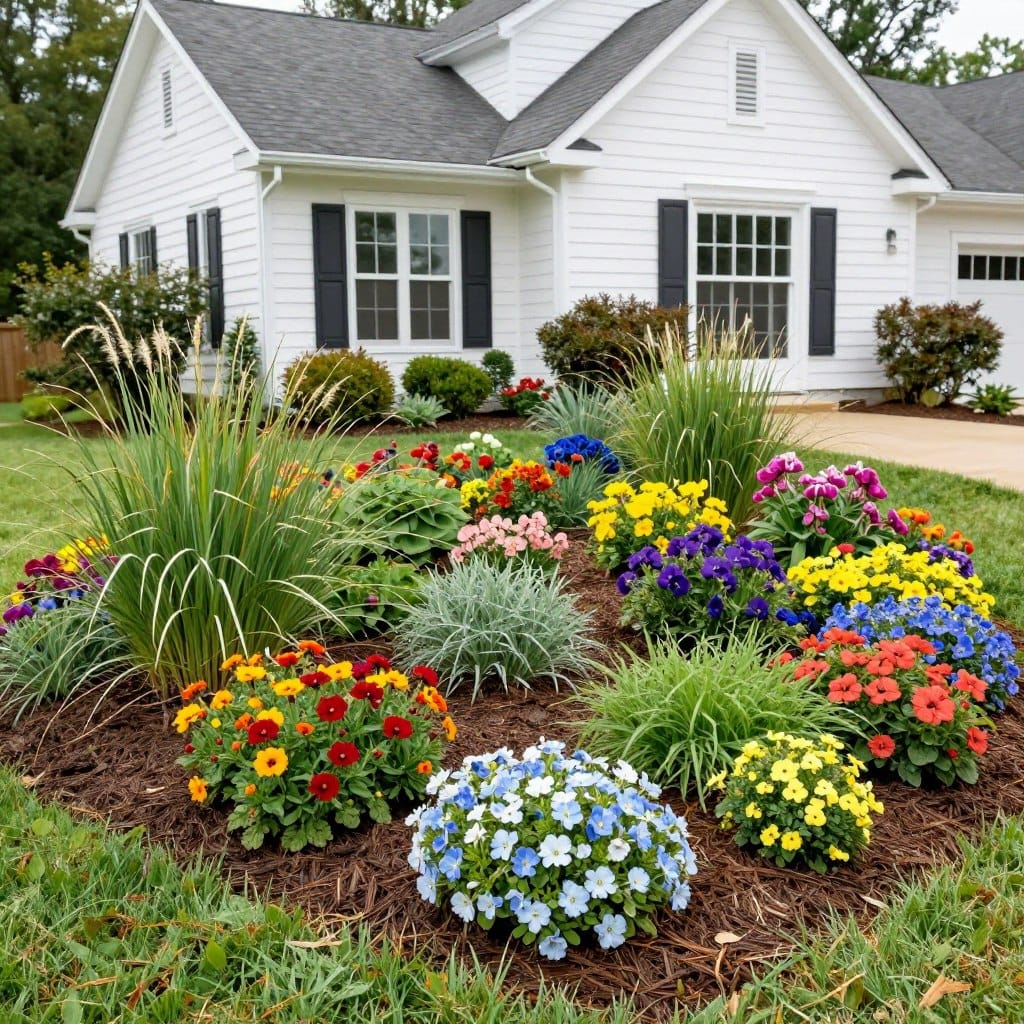 Lush garden plantings and softscape design in White GA landscape