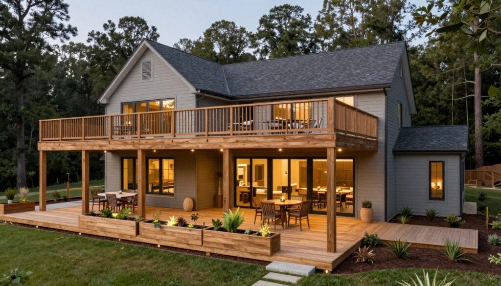 Multi-level deck with multiple outdoor living zones in White GA Multi-level deck with multiple outdoor living zones in White GA