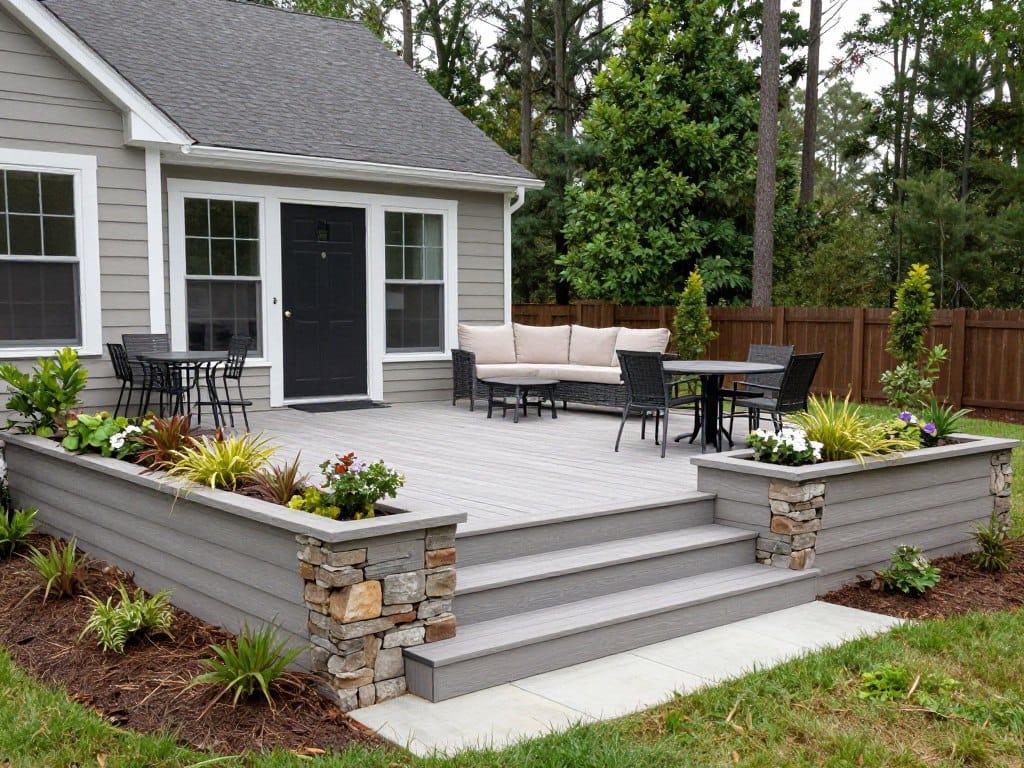 Multi-level deck with outdoor living furniture in White GA Multi-level deck with outdoor living furniture in White GA