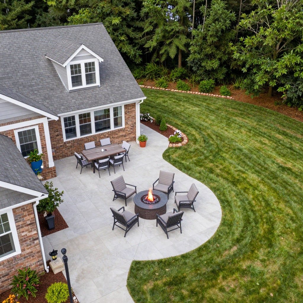 Multiple zones in outdoor living space layout Multiple zones in outdoor living space layout