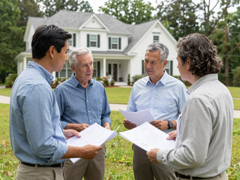 Professional landscape designers planning outdoor space for White GA home