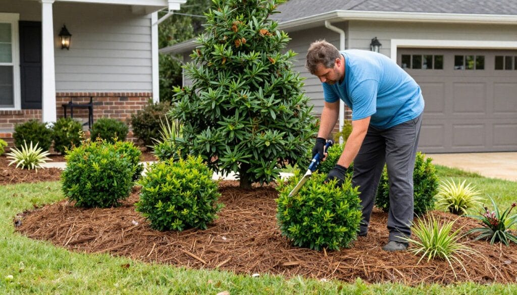 Professional landscape maintenance of outdoor living plantings in White Georgia Professional landscape maintenance of outdoor living plantings in White Georgia