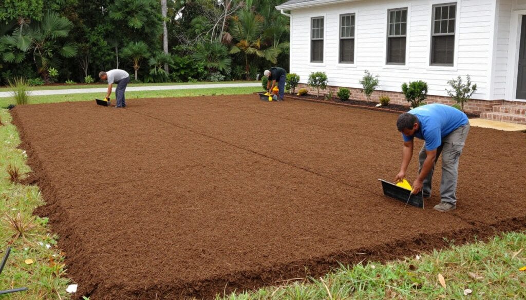 Professional landscaping team ensuring proper sod installation techniques in White GA