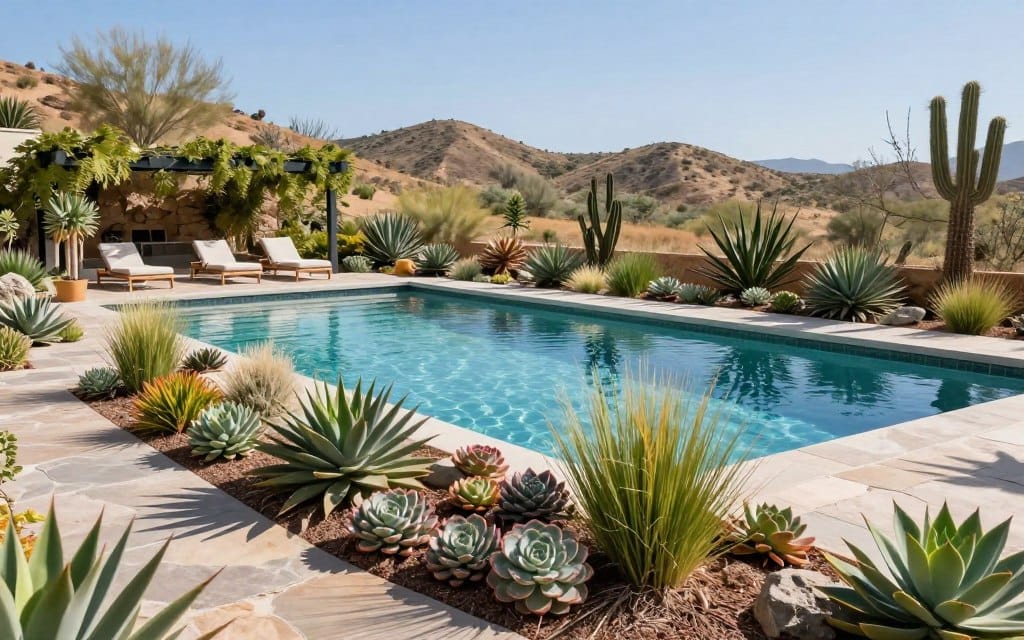 low maintenance pool landscape design