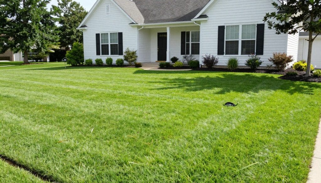 Beautiful healthy lawn with professional irrigation system in White GA