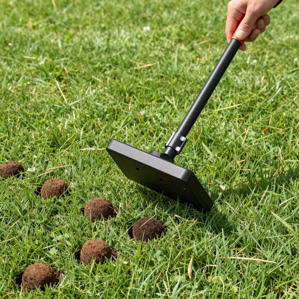 Lawn aeration equipment creating healthy soil