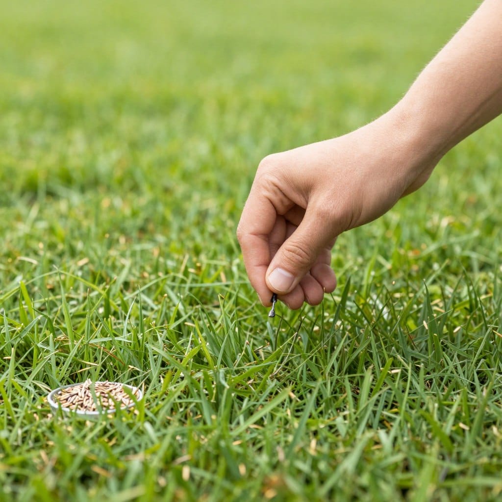 Overseeding application on thin lawn areas