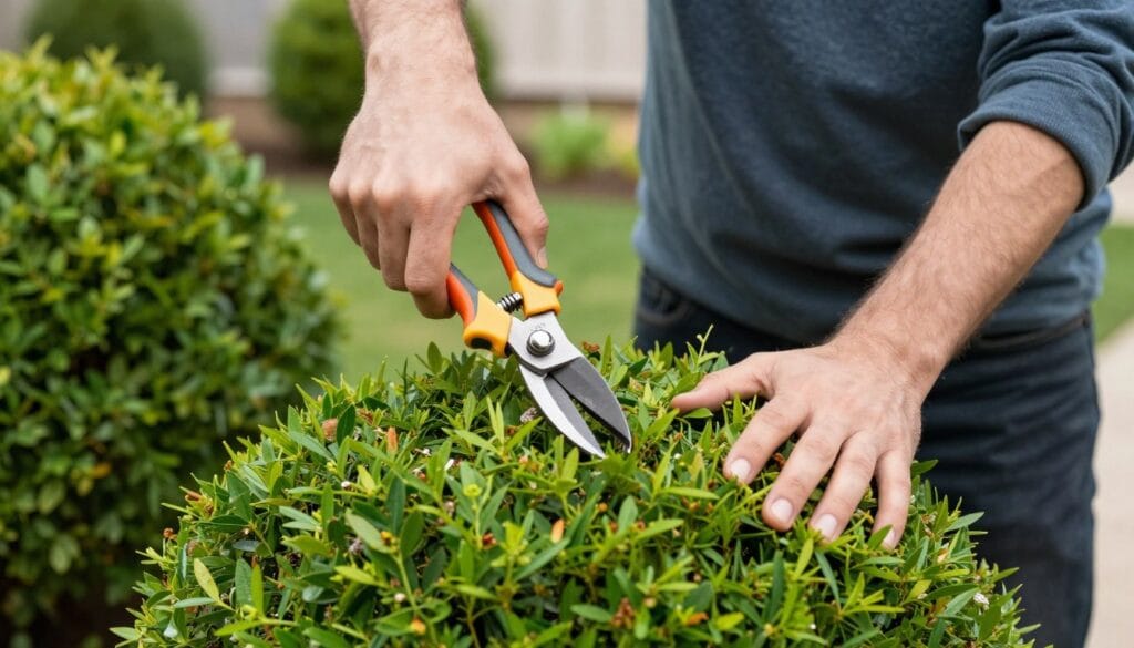 Professional pruning ornamental shrubs and trees