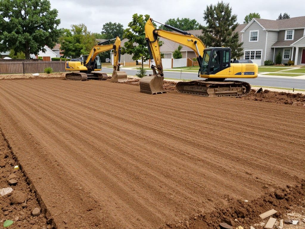 Soil preparation and grading before sod installation