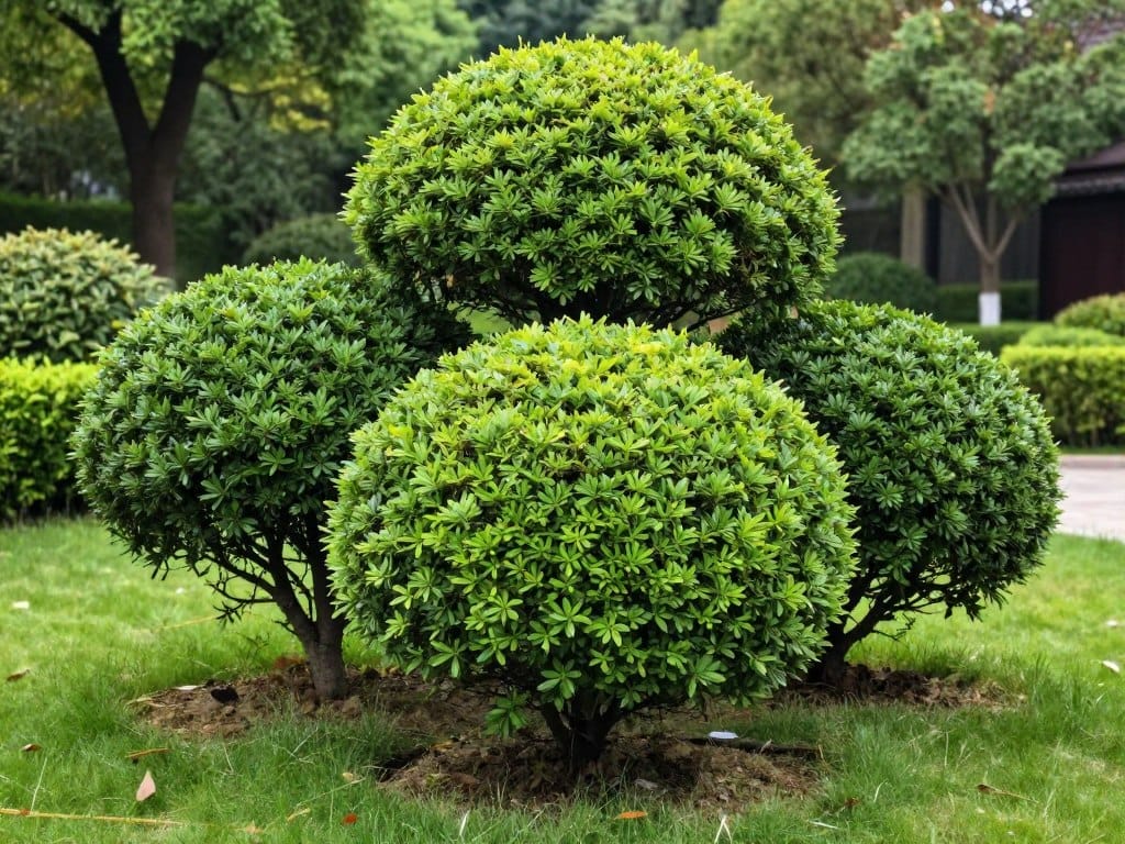 Well-shaped shrubs after professional trimming