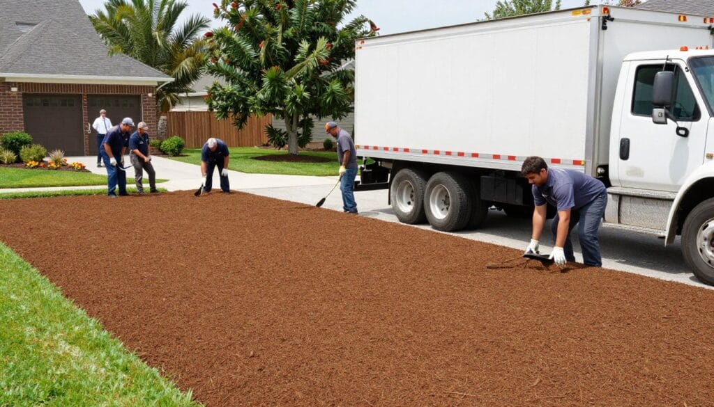 Aragon Landscaping team working on sod installation project in Woodstock