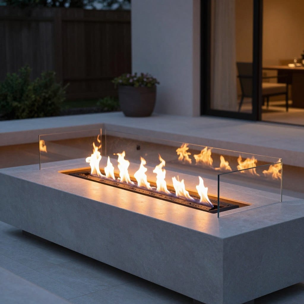Contemporary linear fire feature