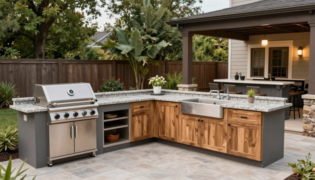 Fully equipped outdoor kitchen in Woodstock home