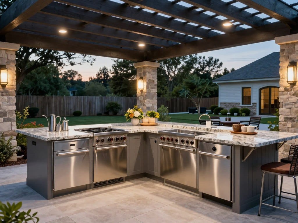 Luxurious outdoor kitchen area in Woodstock backyard