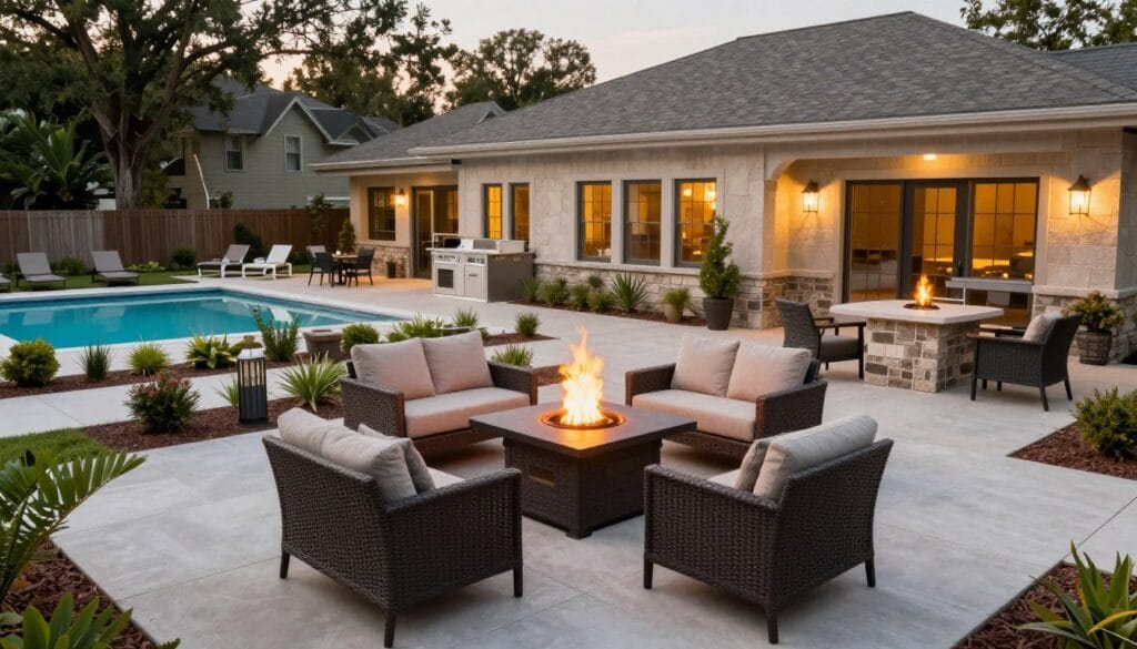 Multi-feature outdoor living space in Woodstock
