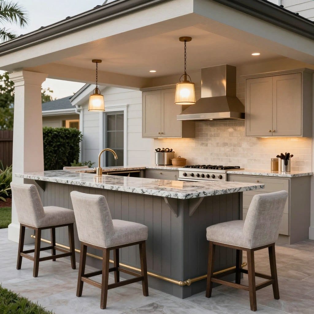 Outdoor dining and bar area