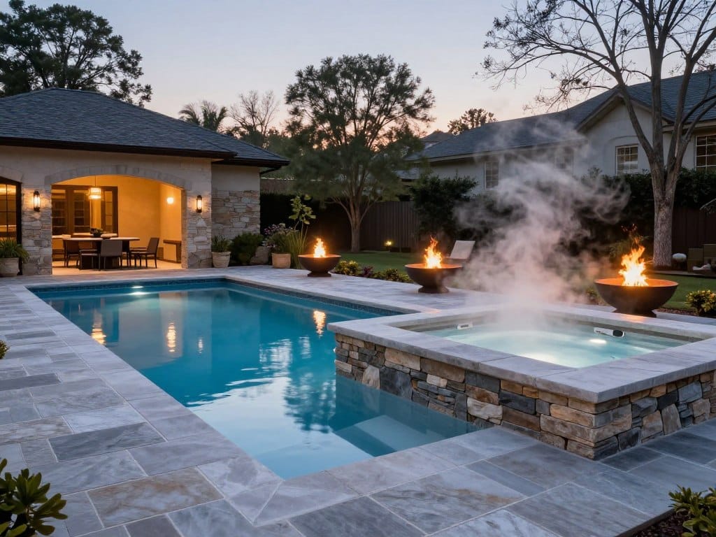 Pool spa combination in Woodstock outdoor space