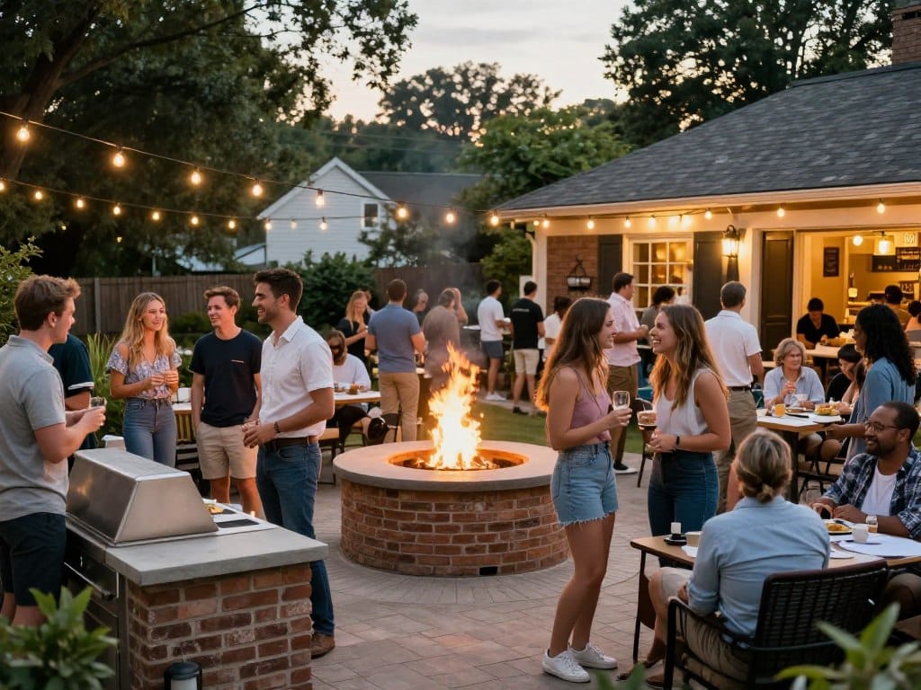 Social gathering in Woodstock outdoor living space