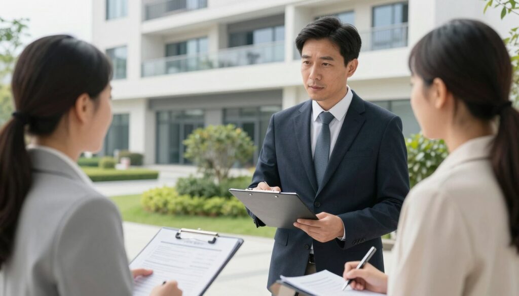 Commercial landscaping consultation process with business owner in Woodstock