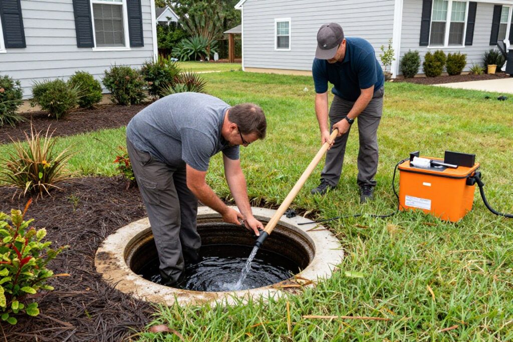 Drainage system maintenance work in Woodstock yard