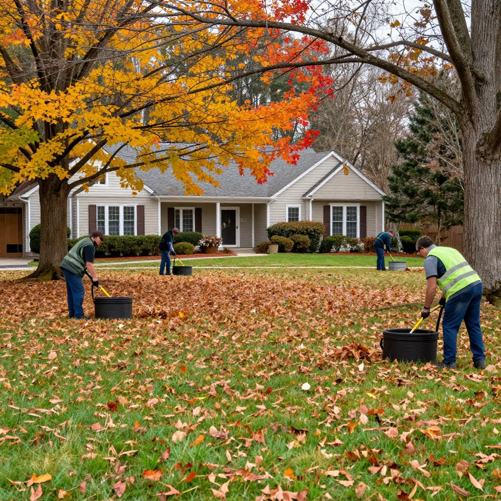 Fall lawn preparation and leaf removal service in Woodstock Georgia