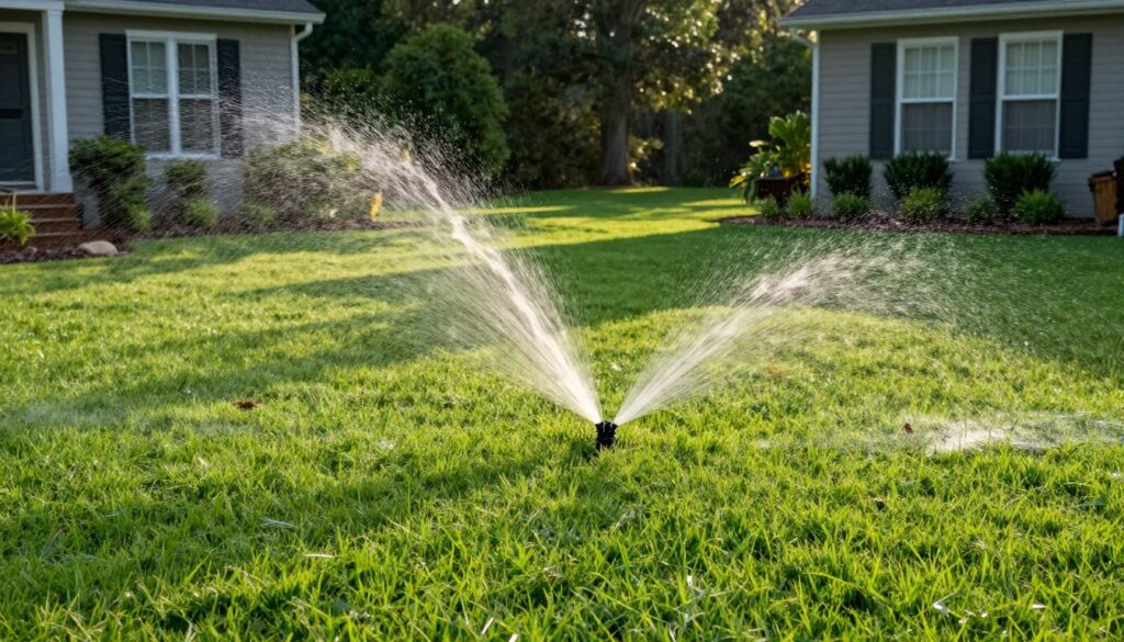 Healthy lawn with proper irrigation during Woodstock summer