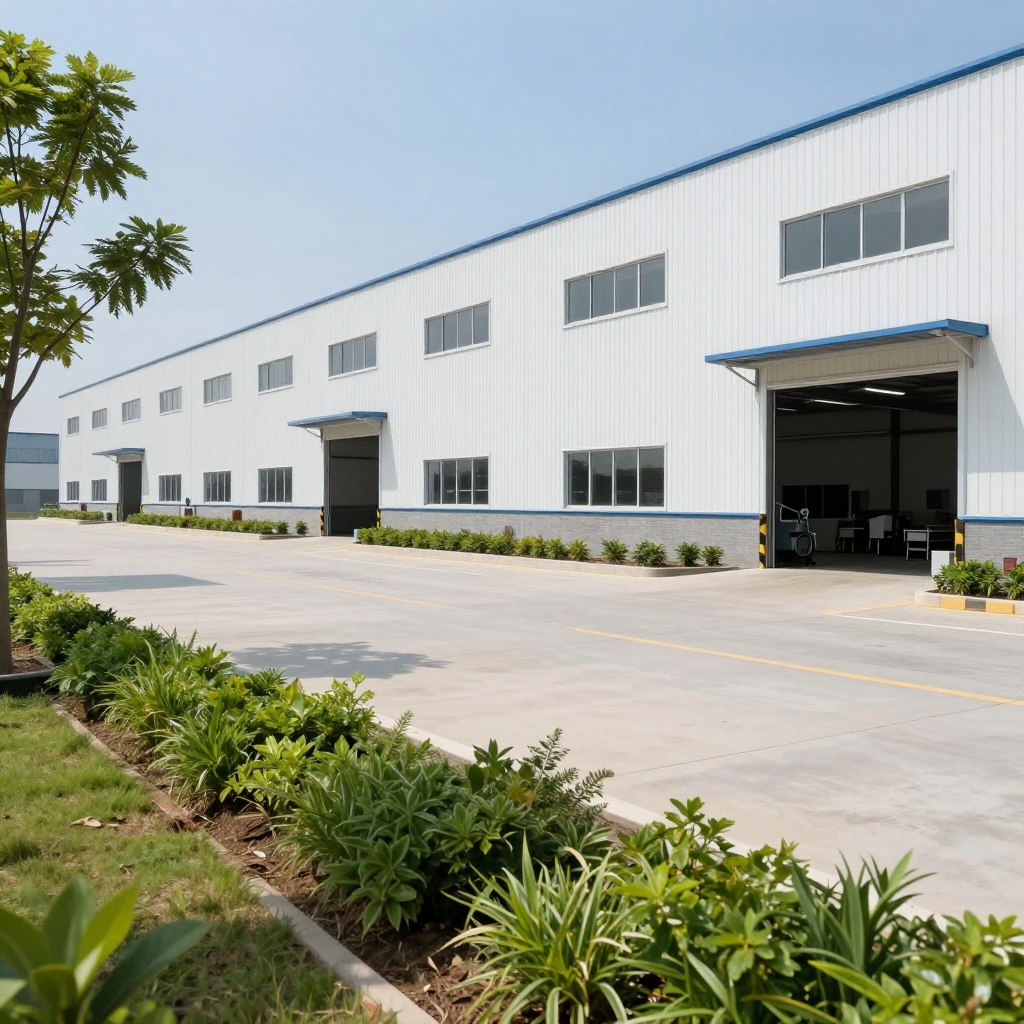 Industrial facility with professional commercial grounds maintenance