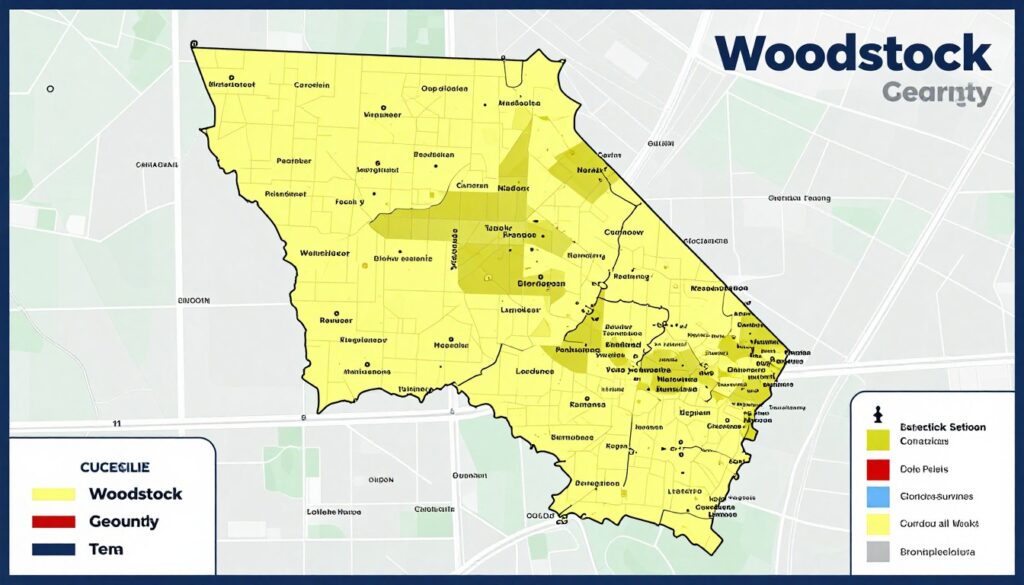 Map showing Woodstock Georgia service area for commercial landscaping