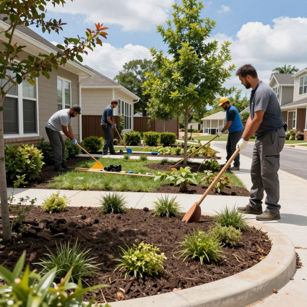 Professional crew delivering commercial landscaping services efficiently