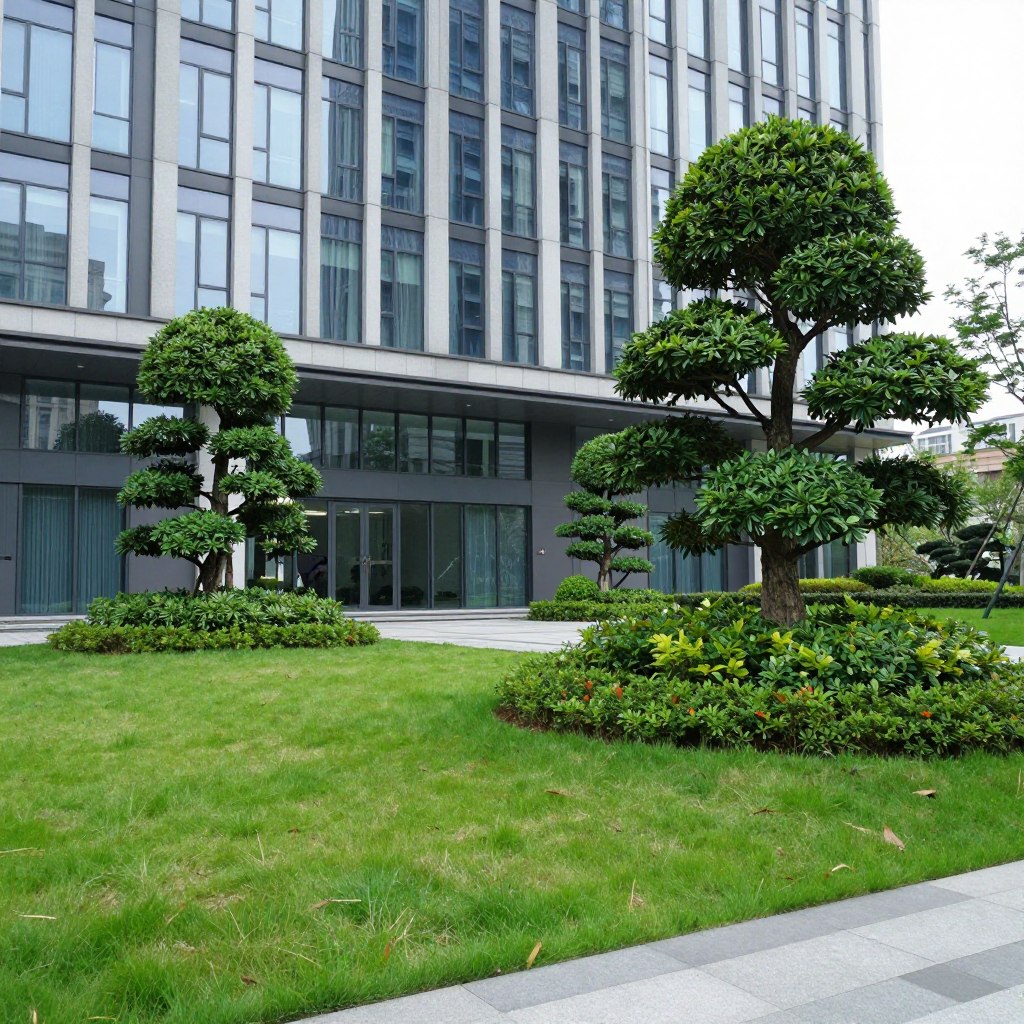 Professional office building with maintained commercial landscape