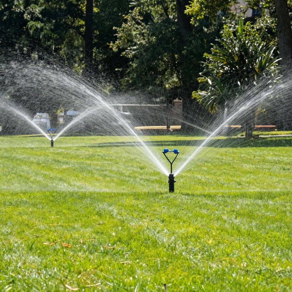 Summer lawn maintenance showing heat-stressed grass care in Woodstock Georgia