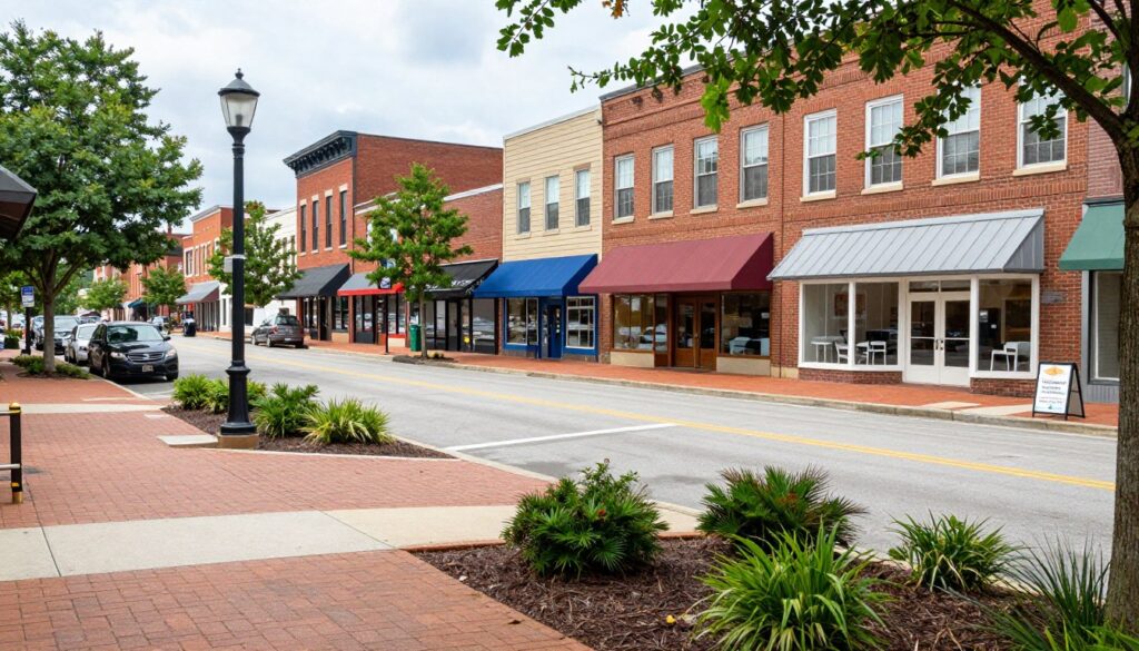 Woodstock Georgia commercial district showing local community and businesses