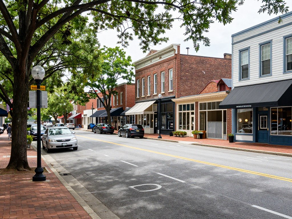 Woodstock Georgia downtown area commercial district with local businesses