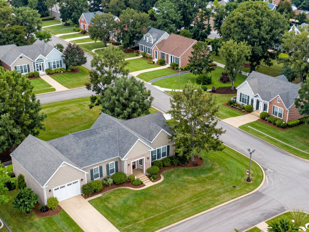Woodstock Georgia neighborhood with well-maintained lawns and professional landscape care
