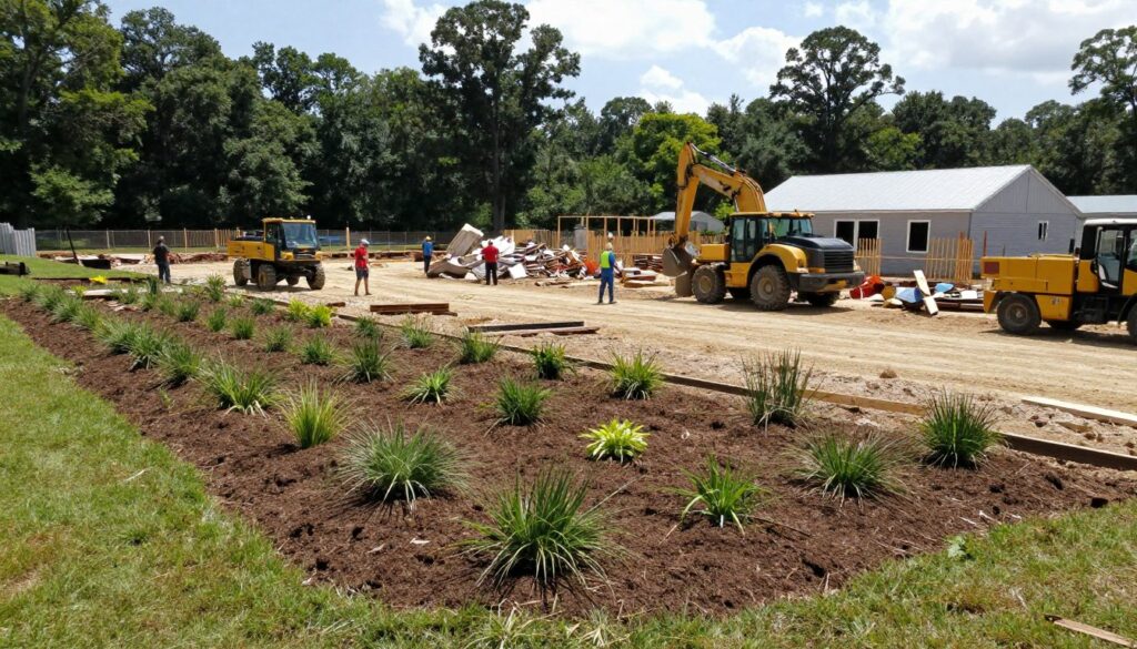 construction site cleanup transforming commercial property in Woodstock