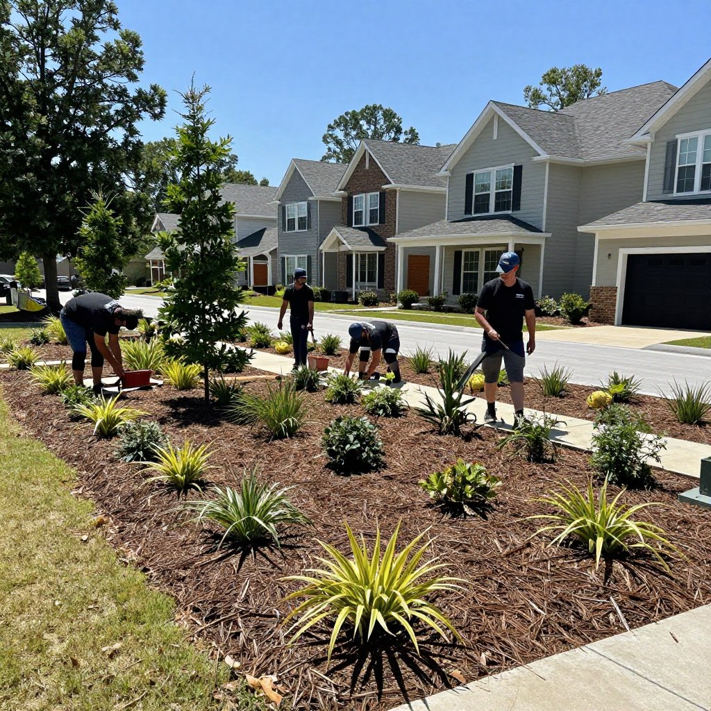 landscape renovation project transforming commercial property in Woodstock