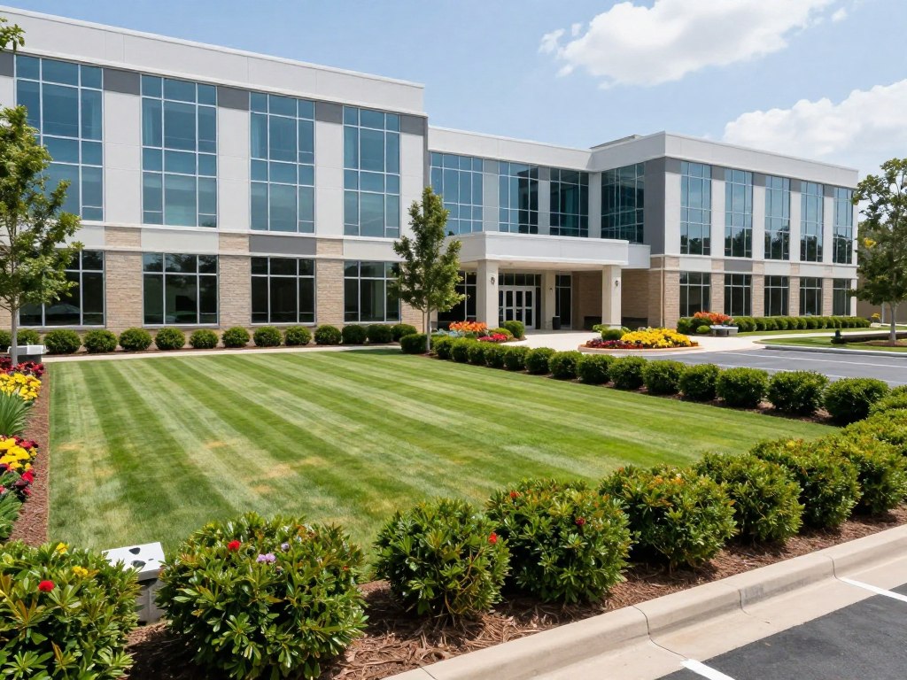 pristine office complex with professional commercial landscaping services in Woodstock
